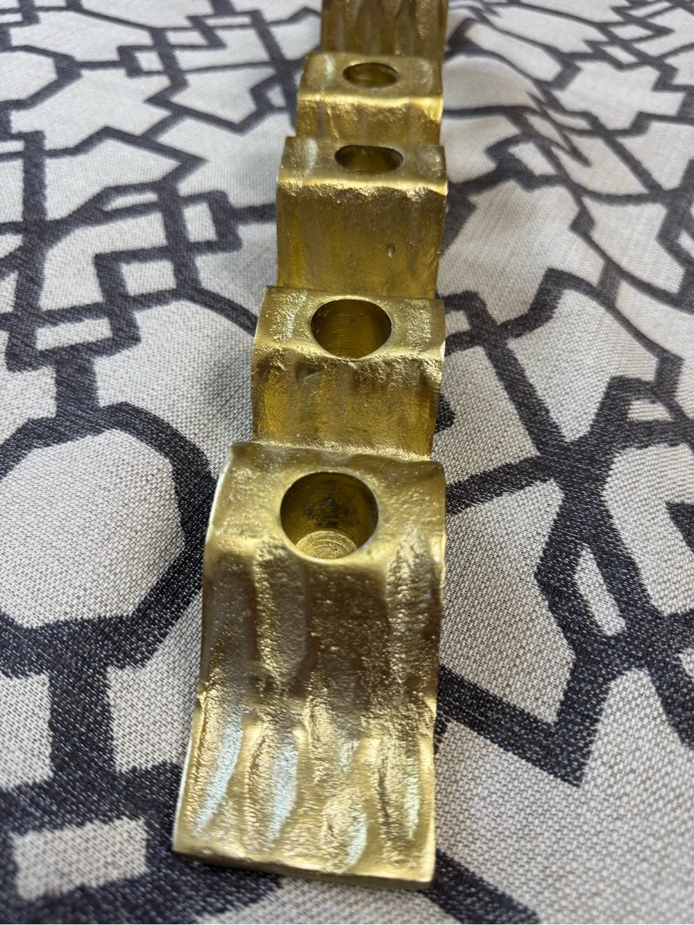 MCM Style Sculptural Gold Metal Wave Candelabra Taper Candle Holder Centerpiece